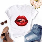 Women Plus Size Harajuku Tops Summer Tops Graphic Tees Women Lips Kawaii T-shirt Clothes Girl Mouse T Shirt ,Drop Shipping