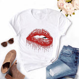 Women Plus Size Harajuku Tops Summer Tops Graphic Tees Women Lips Kawaii T-shirt Clothes Girl Mouse T Shirt ,Drop Shipping