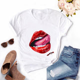Women Plus Size Harajuku Tops Summer Tops Graphic Tees Women Lips Kawaii T-shirt Clothes Girl Mouse T Shirt ,Drop Shipping