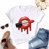 Women Plus Size Harajuku Tops Summer Tops Graphic Tees Women Lips Kawaii T-shirt Clothes Girl Mouse T Shirt ,Drop Shipping