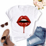 Women Plus Size Harajuku Tops Summer Tops Graphic Tees Women Lips Kawaii T-shirt Clothes Girl Mouse T Shirt ,Drop Shipping