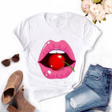 Women Plus Size Harajuku Tops Summer Tops Graphic Tees Women Lips Kawaii T-shirt Clothes Girl Mouse T Shirt ,Drop Shipping