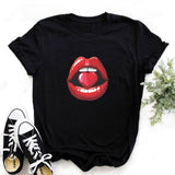 Women Plus Size Harajuku Tops Summer Tops Graphic Tees Women Lips Kawaii T-shirt Clothes Girl Mouse T Shirt ,Drop Shipping