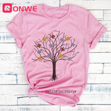 Woman Butterfly Tree Print Harajuku Summer Tshirts Casual Round Neck Short Slee Top Tee Shirt,Drop Ship