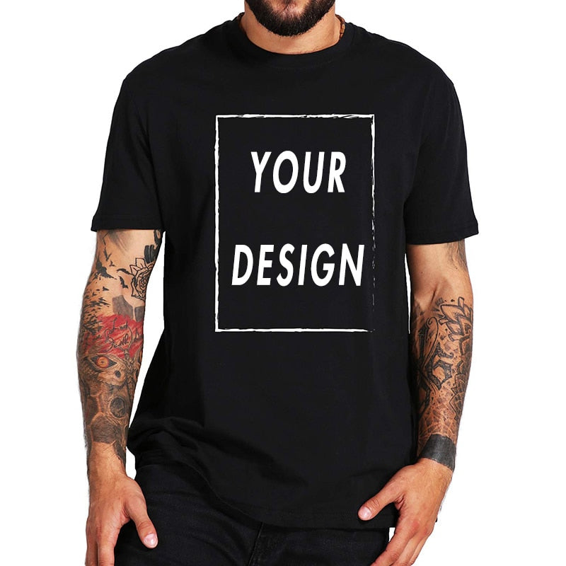 EU Size 100% Cotton Custom T Shirt Make Your Design Logo Text Men Women Print