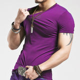 2021 Brand New Men T Shirt Tops V neck Short Sleeve Tees Men's Fashion Fitness Hot T-shirt For Male Free Shipping Size 5XL