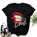 ZOGANKIN Summer Fashion Shirt Lips Leopard Graphic T Shirt Women Tops Base O-neckBlack Tees Kiss Leopard Lip Funny Girls Tshirt