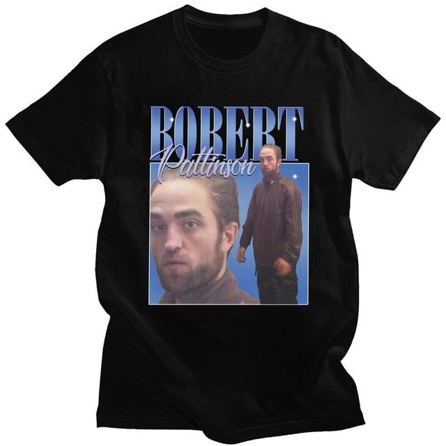 Funny Robert Pattinson Standing Meme T Shirt Men Pre-shrunk Cotton Tee Tops Rob Tshirts