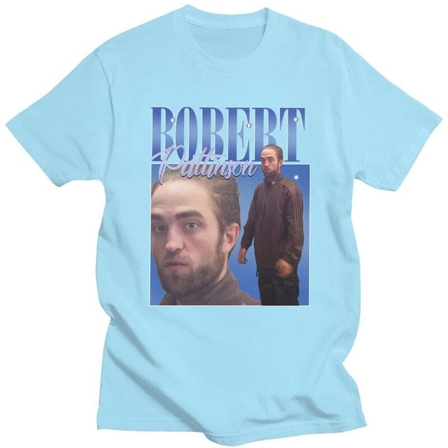 Funny Robert Pattinson Standing Meme T Shirt Men Pre-shrunk Cotton Tee Tops Rob Tshirts