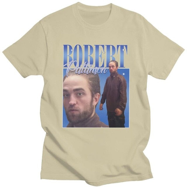 Funny Robert Pattinson Standing Meme T Shirt Men Pre-shrunk Cotton Tee Tops Rob Tshirts