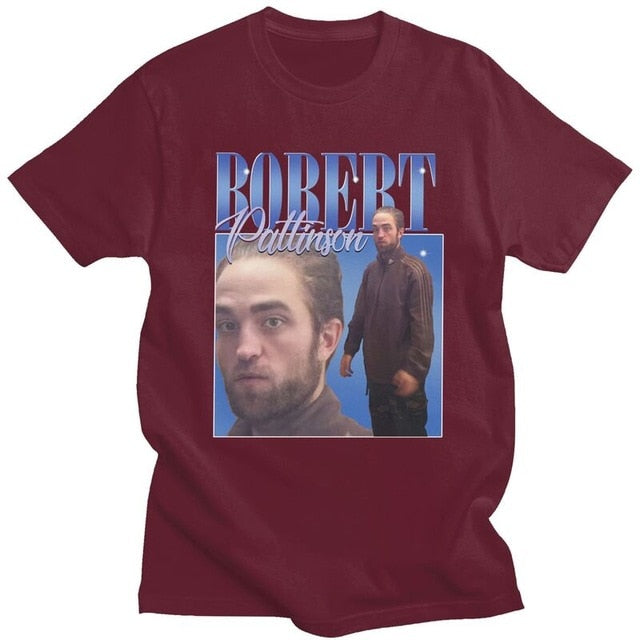 Funny Robert Pattinson Standing Meme T Shirt Men Pre-shrunk Cotton Tee Tops Rob Tshirts