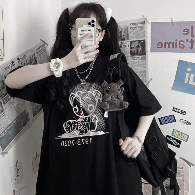 Women Oversize T Shirt White Cartoon Female Kawaii Tops Tee Short Sleeve Fashion Summer Funny T-Shirt For Girl Hip Hop Clothes