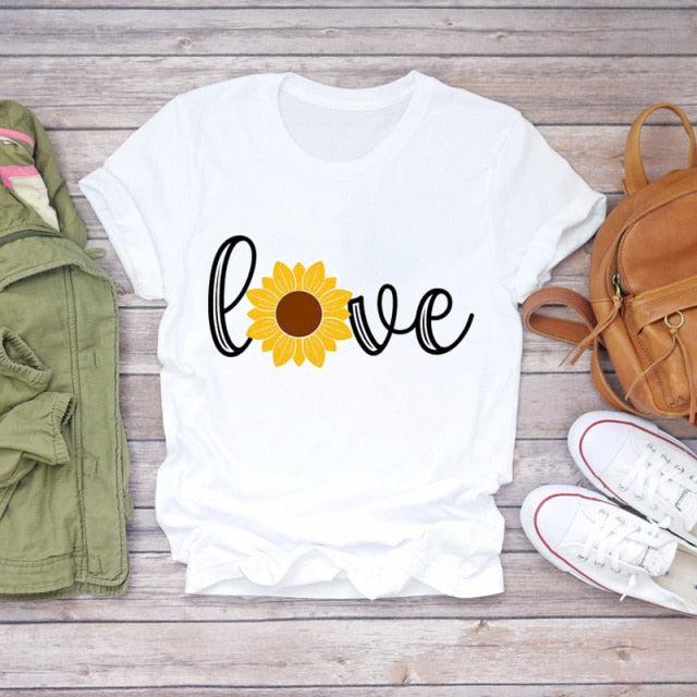 Women T-shirts Love Watercolor Heart 90s Printing Summer Autumn Print Lady Womens Stylish T Top Shirt Girl Tee T-Shirt