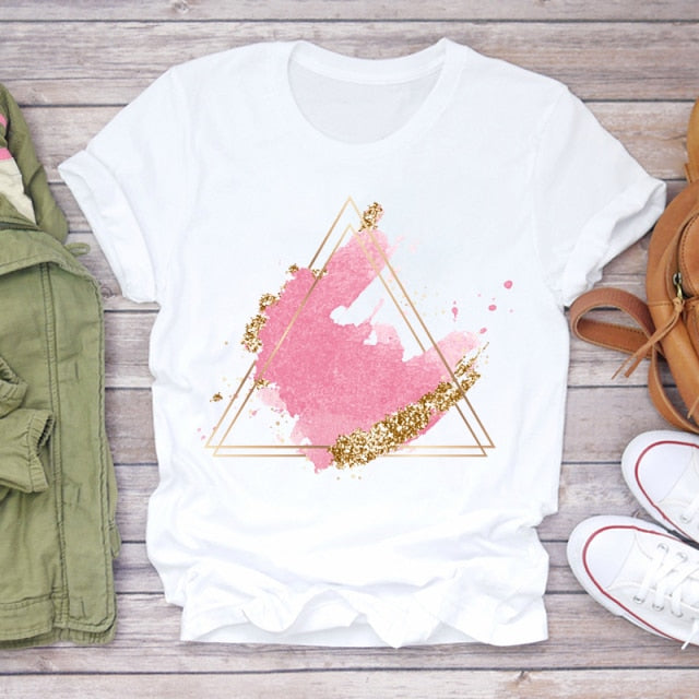 Women T-shirts Love Watercolor Heart 90s Printing Summer Autumn Print Lady Womens Stylish T Top Shirt Girl Tee T-Shirt