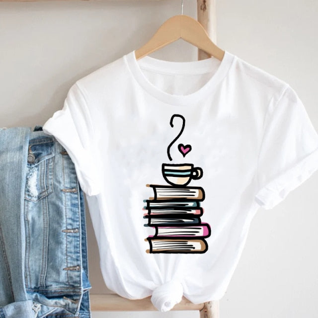 Women Printing Clothing Wine Lady Short Sleeve Casual 90s Cartoon Fashion Clothes Print Tee Top Tshirt Female Graphic T-shirt