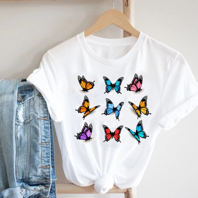 Women Printing Clothing Wine Lady Short Sleeve Casual 90s Cartoon Fashion Clothes Print Tee Top Tshirt Female Graphic T-shirt