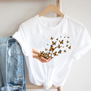 Women Printing Clothing Wine Lady Short Sleeve Casual 90s Cartoon Fashion Clothes Print Tee Top Tshirt Female Graphic T-shirt