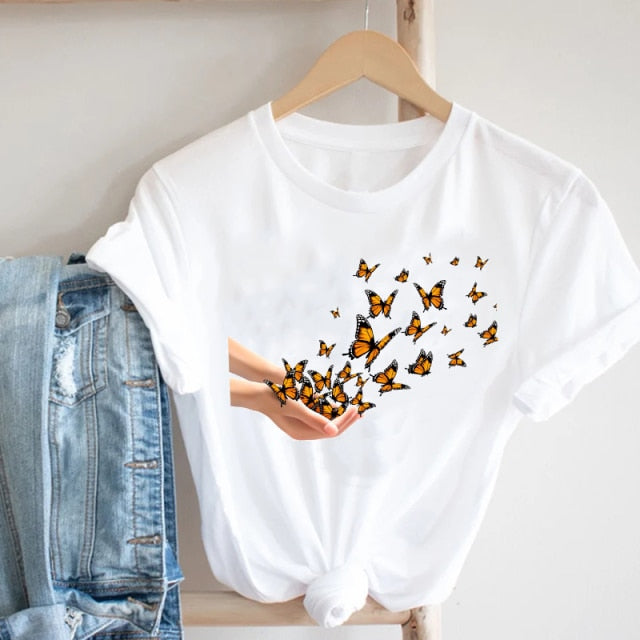 Women Printing Clothing Wine Lady Short Sleeve Casual 90s Cartoon Fashion Clothes Print Tee Top Tshirt Female Graphic T-shirt