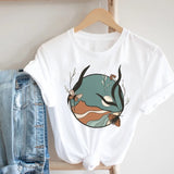 Women Printing Clothing Wine Lady Short Sleeve Casual 90s Cartoon Fashion Clothes Print Tee Top Tshirt Female Graphic T-shirt