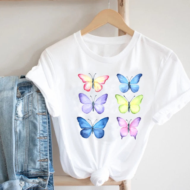 Women Printing Clothing Wine Lady Short Sleeve Casual 90s Cartoon Fashion Clothes Print Tee Top Tshirt Female Graphic T-shirt