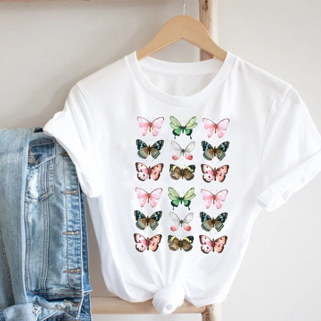 Women Printing Clothing Wine Lady Short Sleeve Casual 90s Cartoon Fashion Clothes Print Tee Top Tshirt Female Graphic T-shirt