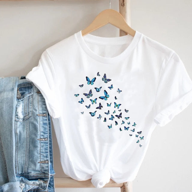 Women Printing Clothing Wine Lady Short Sleeve Casual 90s Cartoon Fashion Clothes Print Tee Top Tshirt Female Graphic T-shirt