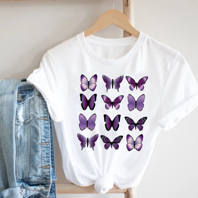 Women Printing Clothing Wine Lady Short Sleeve Casual 90s Cartoon Fashion Clothes Print Tee Top Tshirt Female Graphic T-shirt