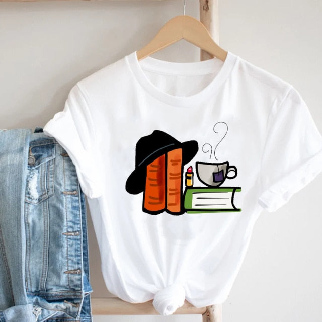 Women Printing Clothing Wine Lady Short Sleeve Casual 90s Cartoon Fashion Clothes Print Tee Top Tshirt Female Graphic T-shirt