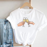 Women Printing Clothing Wine Lady Short Sleeve Casual 90s Cartoon Fashion Clothes Print Tee Top Tshirt Female Graphic T-shirt