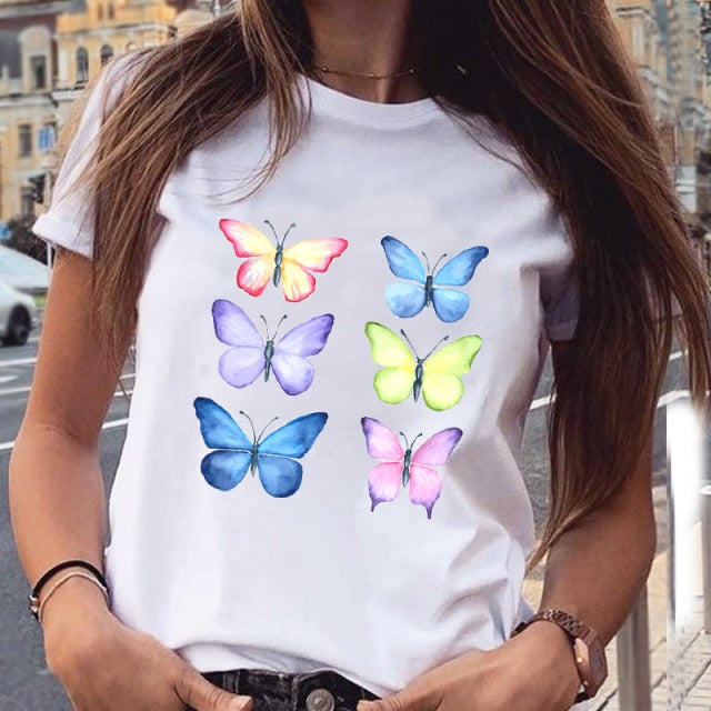 Women Graphic Star Printing Cute Summer Spring 90s Style Casual Fashion Aesthetic Print Female Clothes Tops Tees Tshirt T-Shirt
