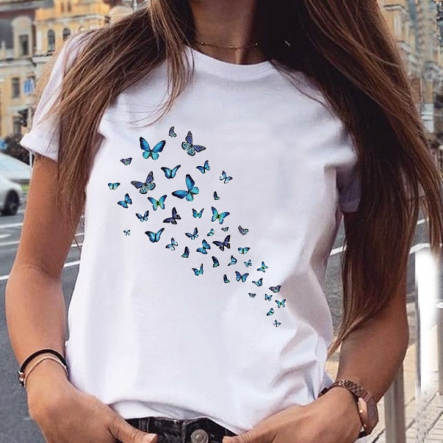 Women Graphic Star Printing Cute Summer Spring 90s Style Casual Fashion Aesthetic Print Female Clothes Tops Tees Tshirt T-Shirt