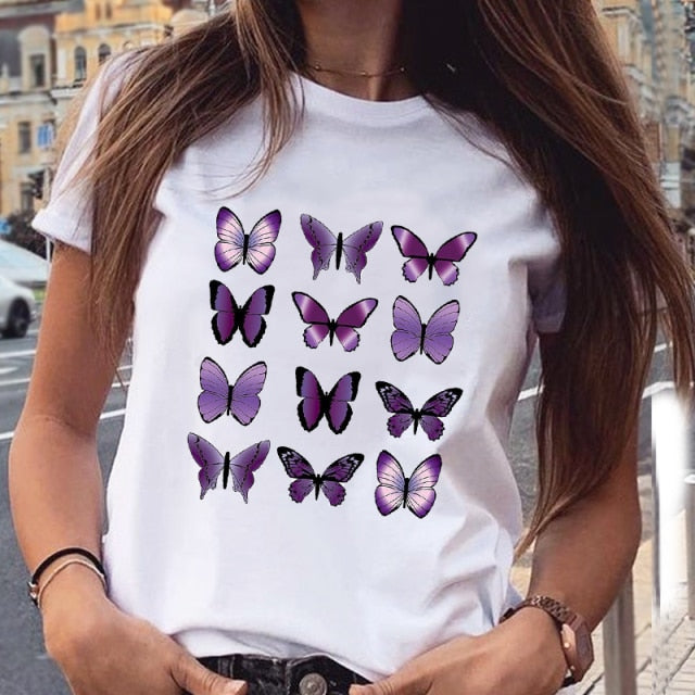 Women Graphic Star Printing Cute Summer Spring 90s Style Casual Fashion Aesthetic Print Female Clothes Tops Tees Tshirt T-Shirt