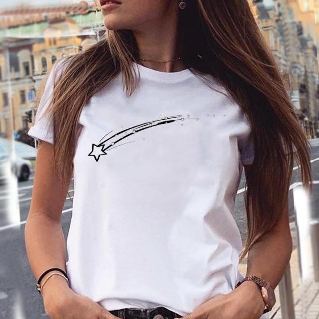 Women Graphic Star Printing Cute Summer Spring 90s Style Casual Fashion Aesthetic Print Female Clothes Tops Tees Tshirt T-Shirt