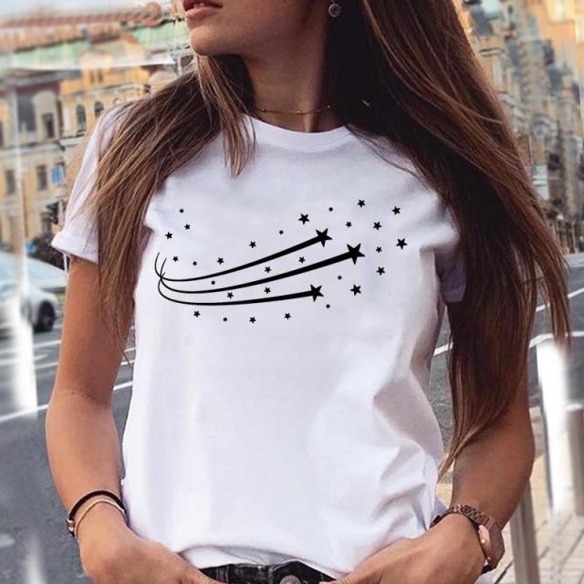Women Graphic Star Printing Cute Summer Spring 90s Style Casual Fashion Aesthetic Print Female Clothes Tops Tees Tshirt T-Shirt