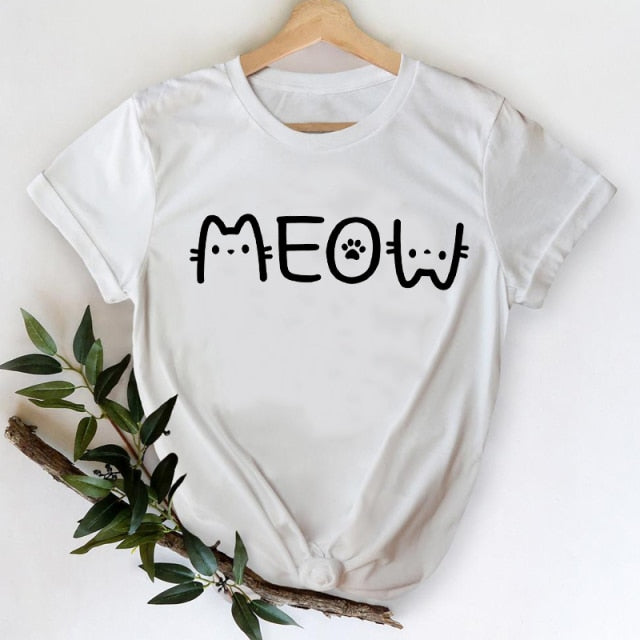 T-shirts Women 2021 Leopard Heart Casual 90s Fashion Trend Printing Clothes Graphic Tshirt Top Lady Print Female Tee T-Shirt