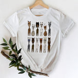 T-shirts Women 2021 Leopard Heart Casual 90s Fashion Trend Printing Clothes Graphic Tshirt Top Lady Print Female Tee T-Shirt