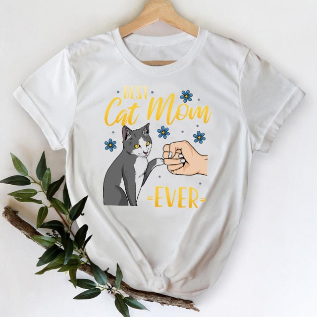 T-shirts Women 2021 Leopard Heart Casual 90s Fashion Trend Printing Clothes Graphic Tshirt Top Lady Print Female Tee T-Shirt