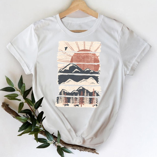 T-shirts Women 2021 Leopard Heart Casual 90s Fashion Trend Printing Clothes Graphic Tshirt Top Lady Print Female Tee T-Shirt