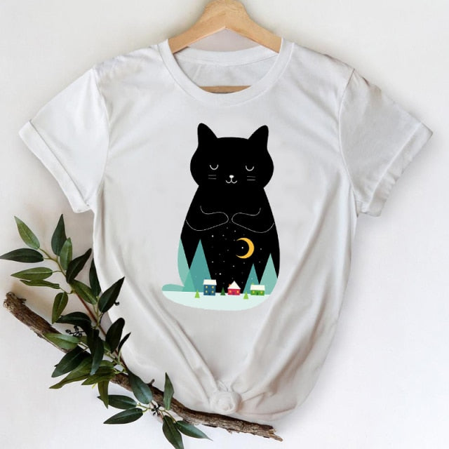 T-shirts Women 2021 Leopard Heart Casual 90s Fashion Trend Printing Clothes Graphic Tshirt Top Lady Print Female Tee T-Shirt