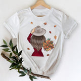 T-shirts Women 2021 Leopard Heart Casual 90s Fashion Trend Printing Clothes Graphic Tshirt Top Lady Print Female Tee T-Shirt
