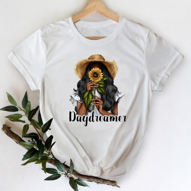T-shirts Women 2021 Leopard Heart Casual 90s Fashion Trend Printing Clothes Graphic Tshirt Top Lady Print Female Tee T-Shirt