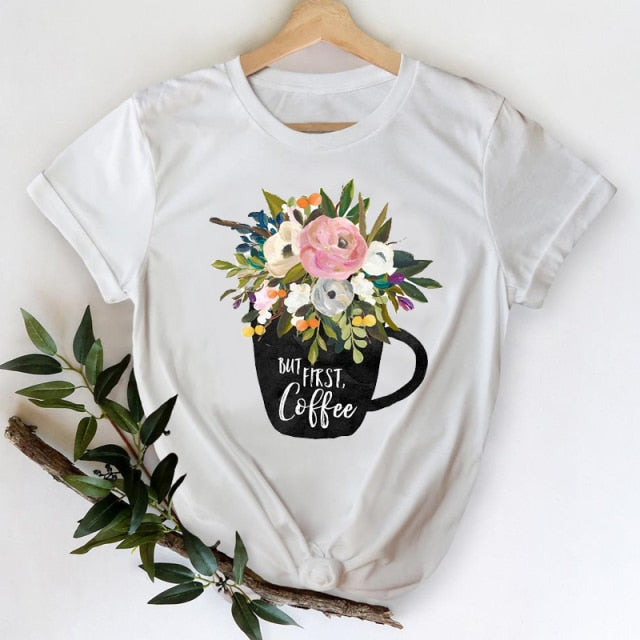 T-shirts Women 2021 Leopard Heart Casual 90s Fashion Trend Printing Clothes Graphic Tshirt Top Lady Print Female Tee T-Shirt