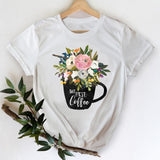 T-shirts Women 2021 Leopard Heart Casual 90s Fashion Trend Printing Clothes Graphic Tshirt Top Lady Print Female Tee T-Shirt