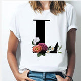 26 alphabet letter women T-shirt Girl