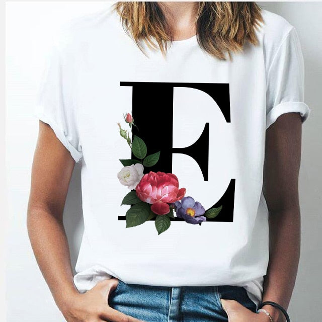 26 alphabet letter women T-shirt Girl