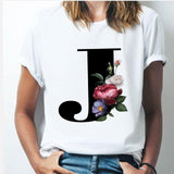 26 alphabet letter women T-shirt Girl