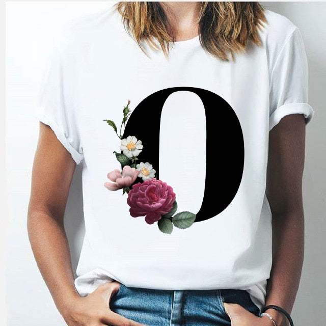 26 alphabet letter women T-shirt Girl