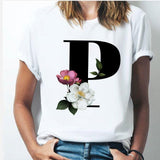 26 alphabet letter women T-shirt Girl