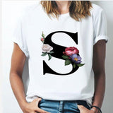 26 alphabet letter women T-shirt Girl