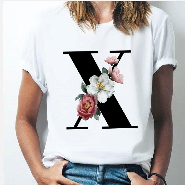 26 alphabet letter women T-shirt Girl